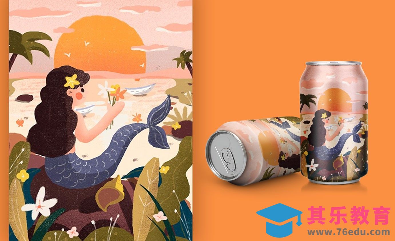 PS-板绘-小美人鱼肌理风格插画[虎课网绘画插画视频教程][ipad商业插画MP4教程全集 ]-第1张图片-我要自学网