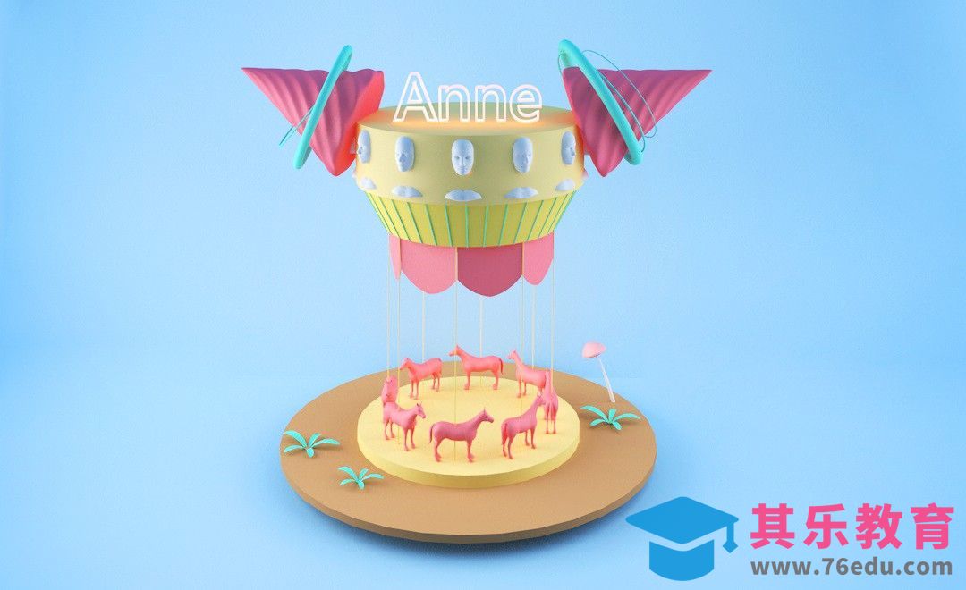 C4D-卡通旋转木马场景建模及渲染[虎课网C4D设计视频教程][产品数码建模MP4教程全集 ]-第1张图片-我要自学网