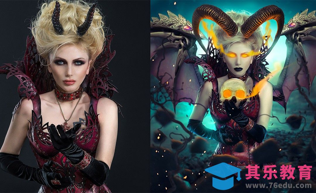 PS-暗黑骷髅魔女创意合成[虎课网最新视频教程][免费高清MP4教程全集 ]-第1张图片-我要自学网