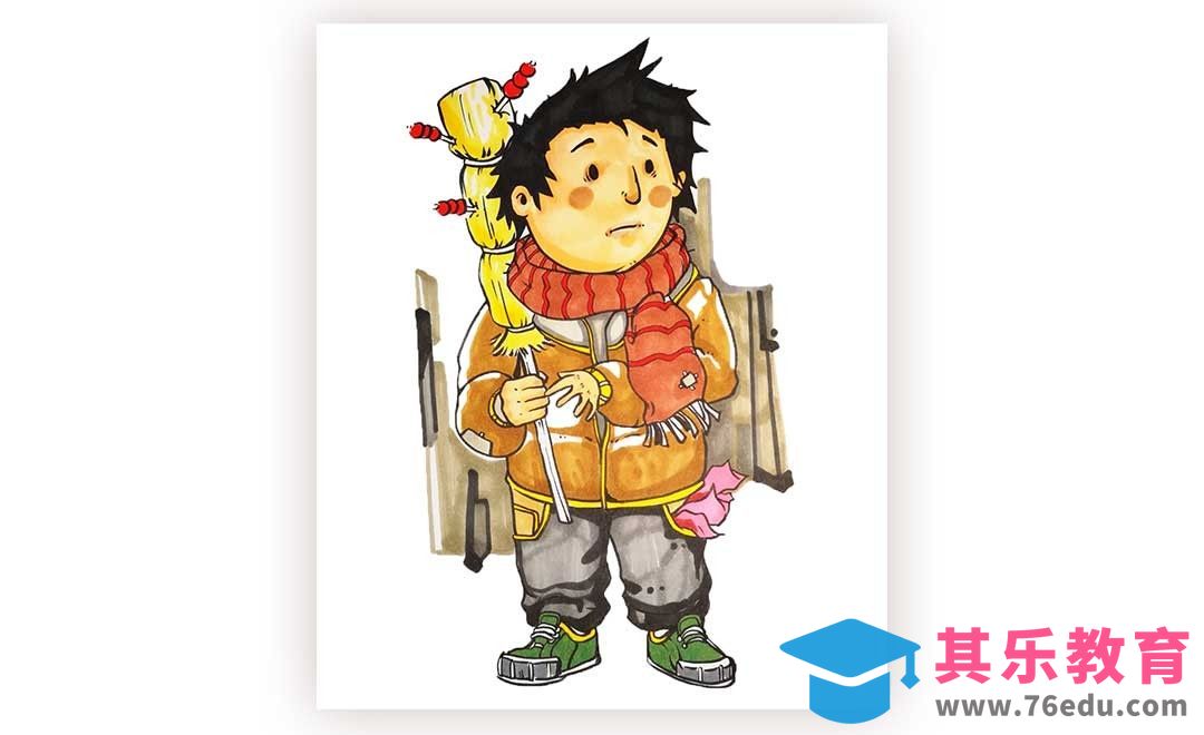 马克笔-卖糖葫芦的商贩[虎课网绘画插画视频教程][ipad商业插画MP4教程全集 ]-第1张图片-我要自学网