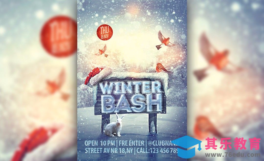 PS-冬季狂欢冰雪海报设计[平面设计视频教程][海报设计MP4高清全集 ]-第1张图片-我要自学网