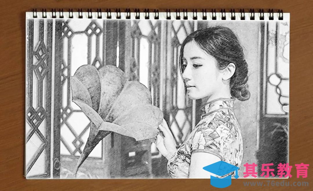 PS-素描效果怎么做·旗袍美女人像[平面设计视频教程][海报设计MP4高清全集 ]-第1张图片-我要自学网