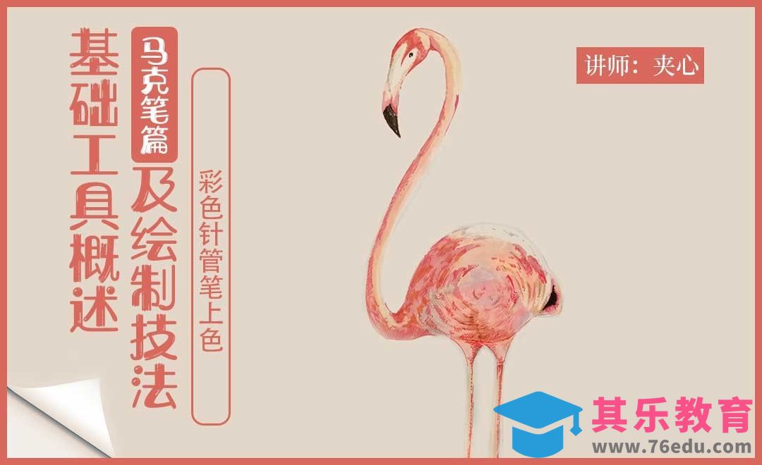 彩色针管笔-火烈鸟[虎课网绘画插画视频教程][ipad商业插画MP4教程全集 ]-第1张图片-我要自学网