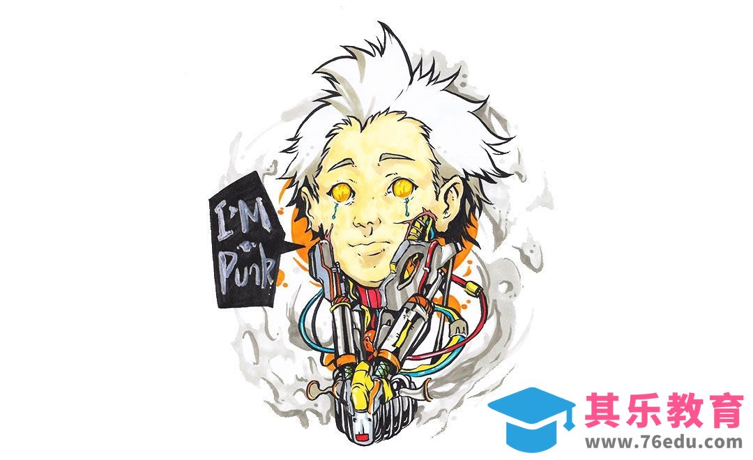 马克笔-机器朋克少女-商业手绘插画[虎课网绘画插画视频教程][ipad商业插画MP4教程全集 ]-第1张图片-我要自学网