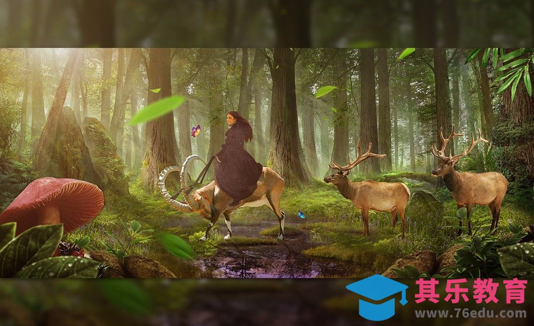 PS-寻鹿女孩童话梦境海报合成[虎课网平面设计视频教程][图片排版配色MP4高清全集 ]-第1张图片-我要自学网