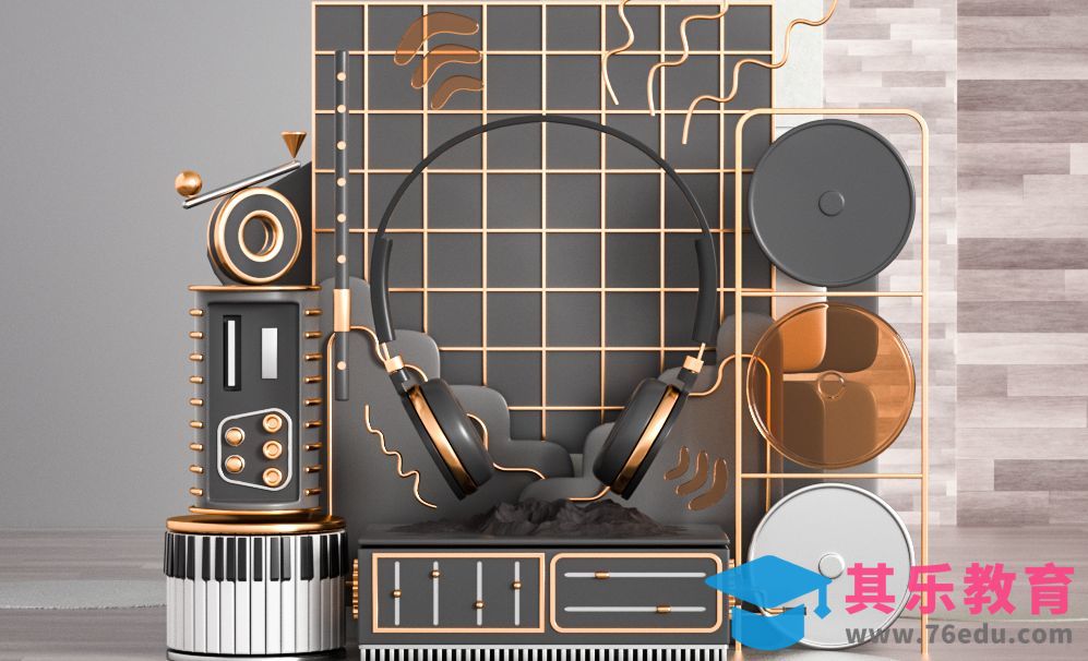 C4D+OC-耳机场景搭建（建模上）[虎课网C4D设计视频教程][产品数码建模MP4教程全集 ]-第1张图片-我要自学网