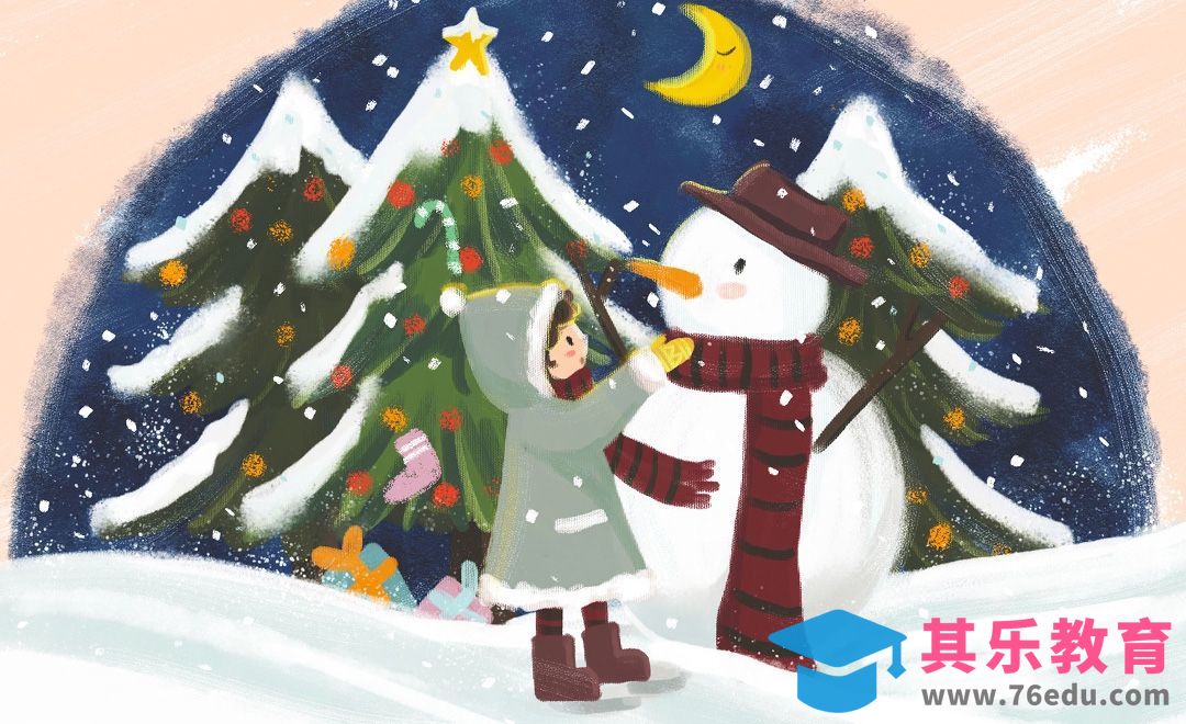 PS-板绘插画-圣诞节夜晚手绘肌理效果插画[虎课网绘画插画视频教程][ipad商业插画MP4教程全集 ]-第1张图片-我要自学网