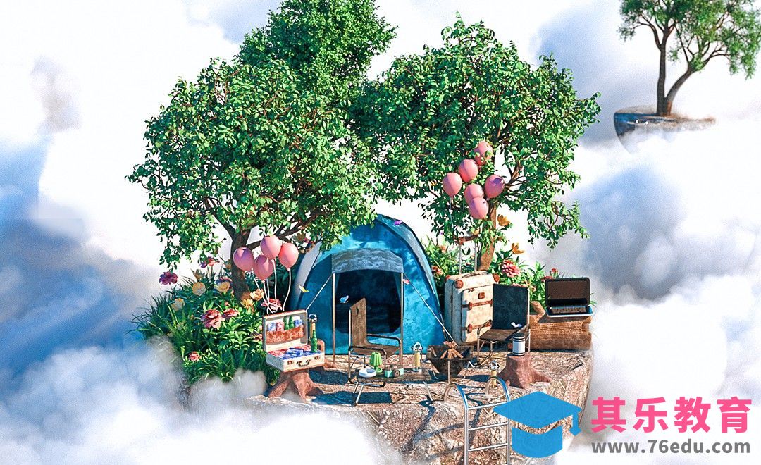 C4D+OC-「云中山露营」场景建模（上）[虎课网C4D设计视频教程][产品数码建模MP4教程全集 ]-第1张图片-我要自学网