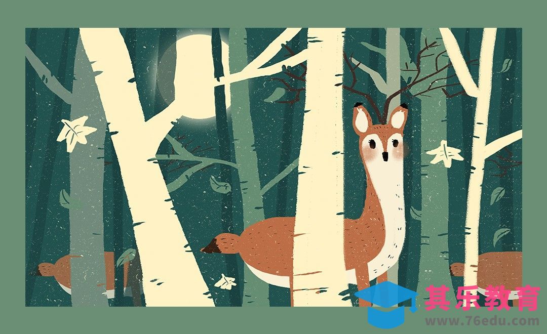 PS-板绘插画-鹿与月光[虎课网绘画插画视频教程][ipad商业插画MP4教程全集 ]-第1张图片-我要自学网