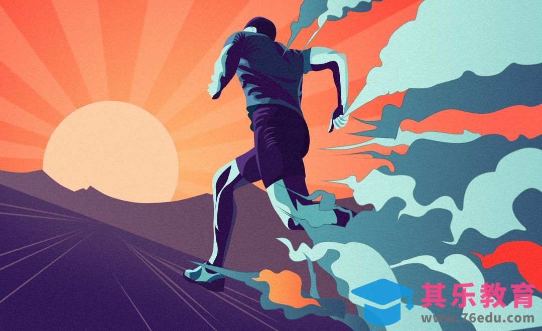 PS-鼠绘-扁平渐变跑步中的男人[虎课网绘画插画视频教程][ipad商业插画MP4教程全集 ]-第1张图片-我要自学网