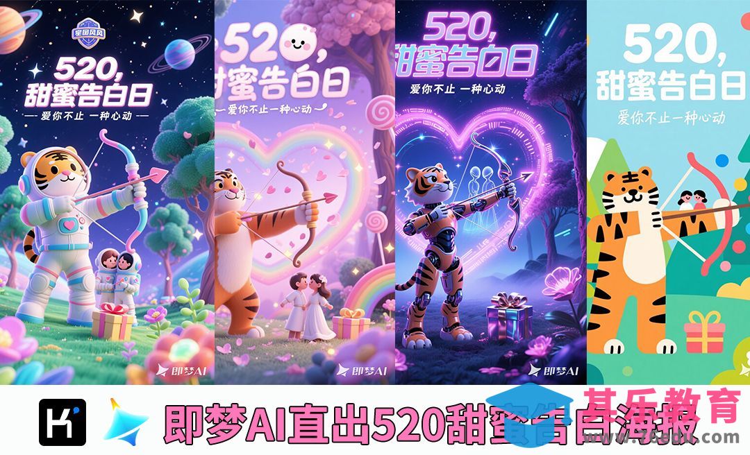 即梦AI-520甜蜜告白海报[虎课网AICG人工智能视频教程][MP4高清全集 ]-第1张图片-我要自学网