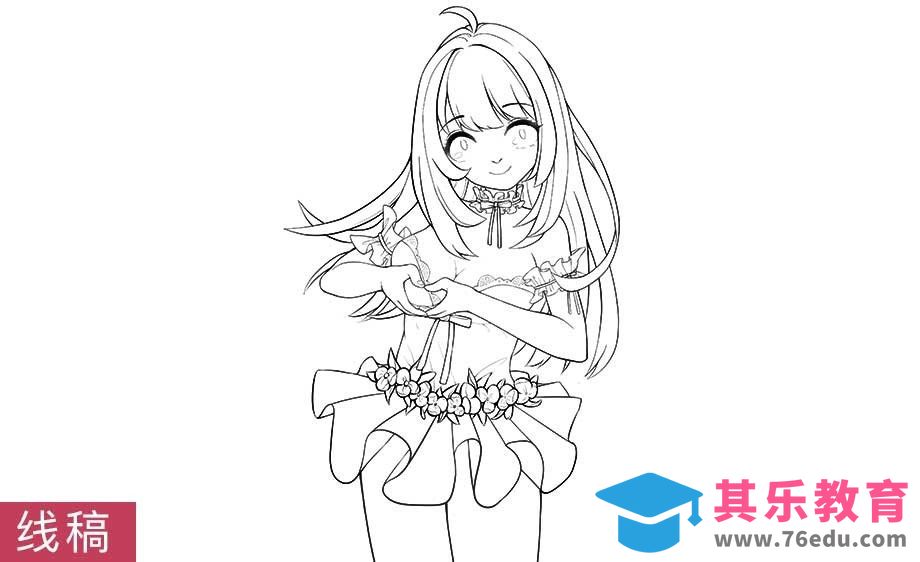 SAI-插画案例比心心-线稿[虎课网绘画插画视频教程][ipad商业插画MP4教程全集 ]-第1张图片-我要自学网