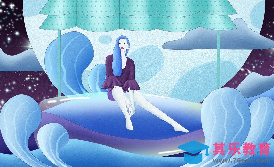 Procreate-晚安你好星空下的女孩-iPad绘画[虎课网绘画插画视频教程][ipad商业插画MP4教程全集 ]-第1张图片-我要自学网