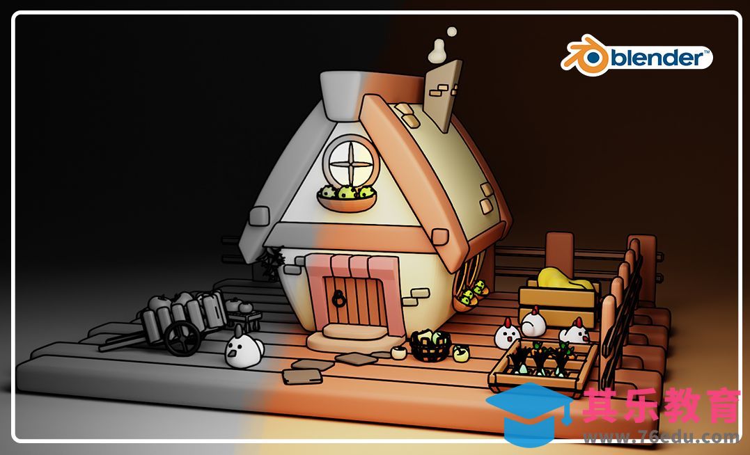 Blender-建模篇-卡通蜡笔小屋[虎课网Blender视频教程][Blender建模教程MP4教程全集 ]-第1张图片-我要自学网
