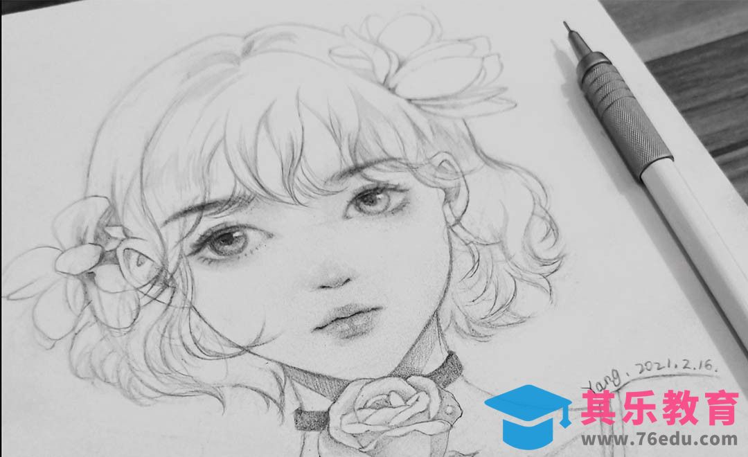 铅笔-手绘少女人物线稿[虎课网绘画插画视频教程][ipad商业插画MP4教程全集 ]-第1张图片-我要自学网