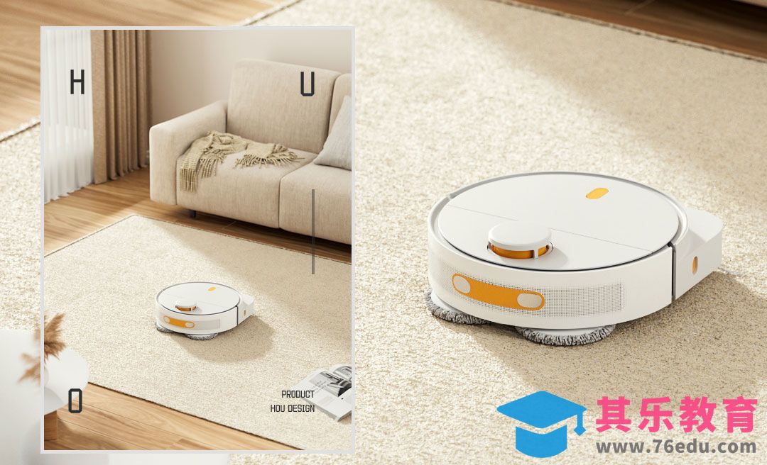 C4D+OC-扫地机器人室内光影场景渲染[虎课网C4D设计视频教程][产品数码建模MP4教程全集 ]-第1张图片-我要自学网