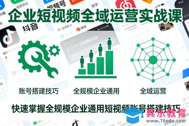 企业短视频全域运营实战课，快速掌握全规模企业通用短视频账号搭建技巧-第1张图片-我要自学网