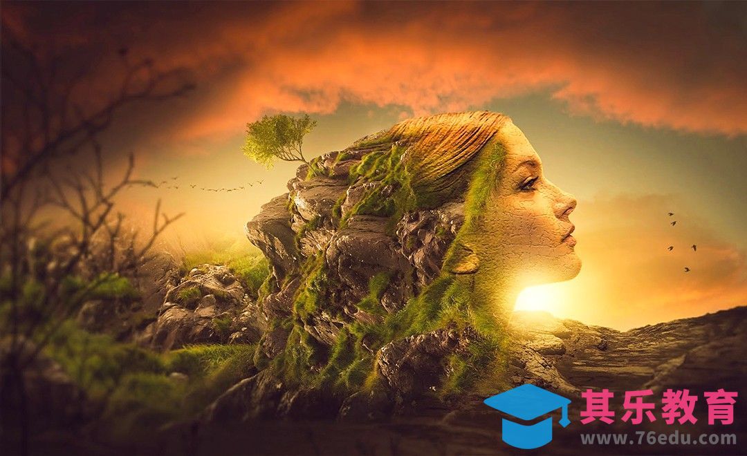 PS-人脸山丘创意合成[平面设计视频教程][海报设计MP4高清全集 ]-第1张图片-我要自学网