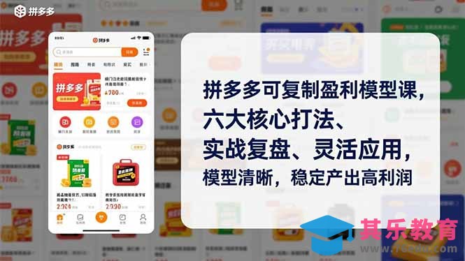 拼多多可复制盈利模型课，六大核心打法、实战复盘、灵活应用，模型清晰，稳定产出高利润-第1张图片-我要自学网
