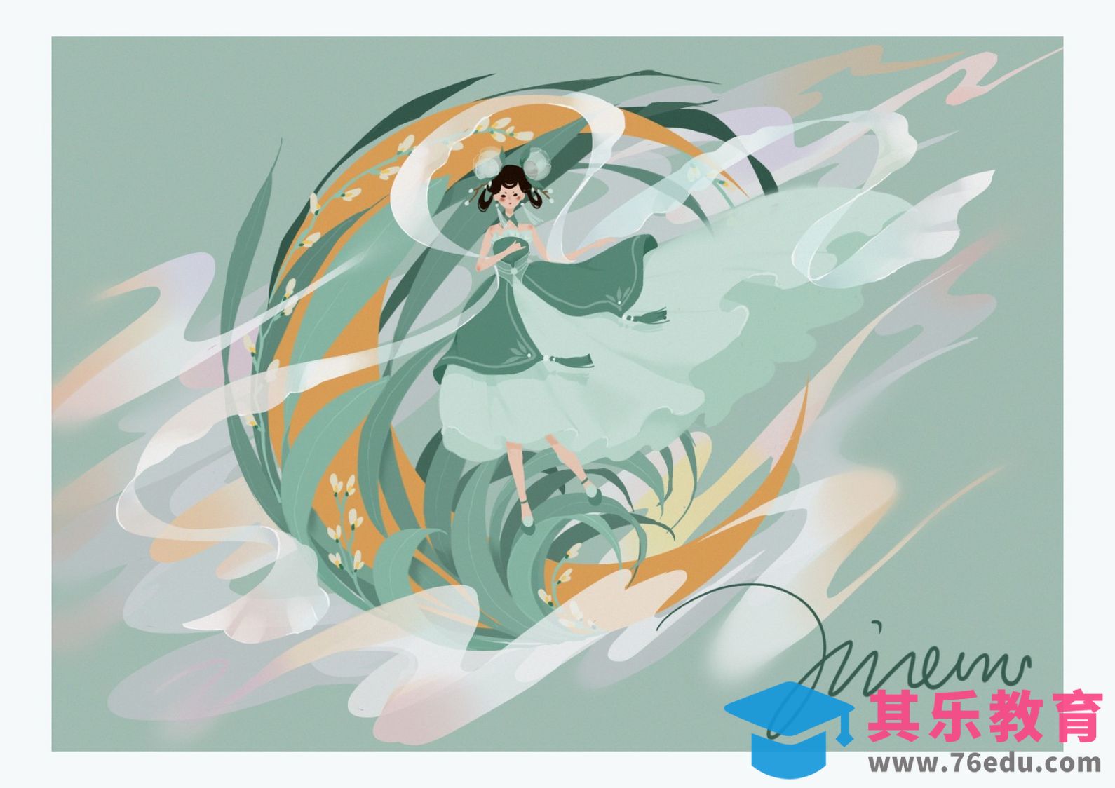 PS-板绘小清新插画-月上仙[虎课网绘画插画视频教程][ipad商业插画MP4教程全集 ]-第1张图片-我要自学网