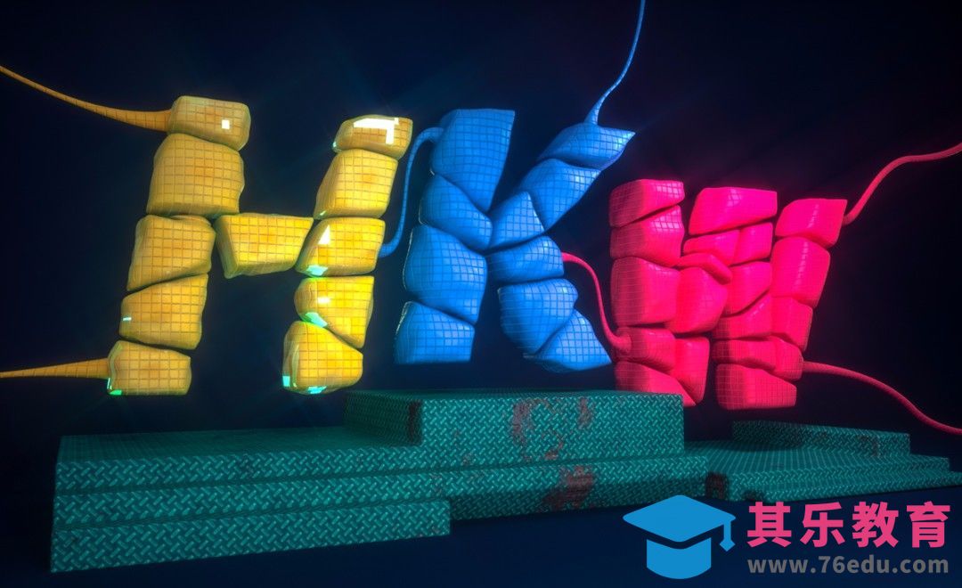 C4D+PS-红黄蓝字母建模渲染[虎课网C4D设计视频教程][产品数码建模MP4教程全集 ]-第1张图片-我要自学网