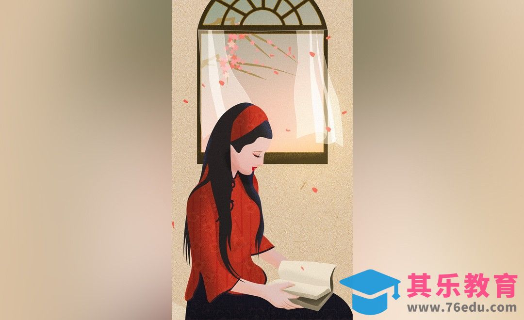 PS-板绘插画-肌理噪点静坐读书女孩制作[虎课网绘画插画视频教程][ipad商业插画MP4教程全集 ]-第1张图片-我要自学网