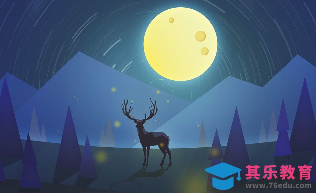 PS-板绘插画-月光下的鹿[虎课网绘画插画视频教程][ipad商业插画MP4教程全集 ]-第1张图片-我要自学网