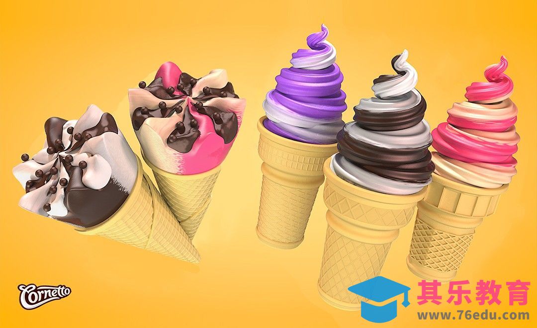 C4D-4种方法制作冰淇淋模型 综合讲解[虎课网C4D设计视频教程][产品数码建模MP4教程全集 ]-第1张图片-我要自学网