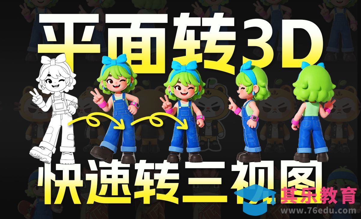 IP形象平面转3D一键生成三视图[虎课网AICG人工智能视频教程][MP4高清全集 ]-第1张图片-我要自学网