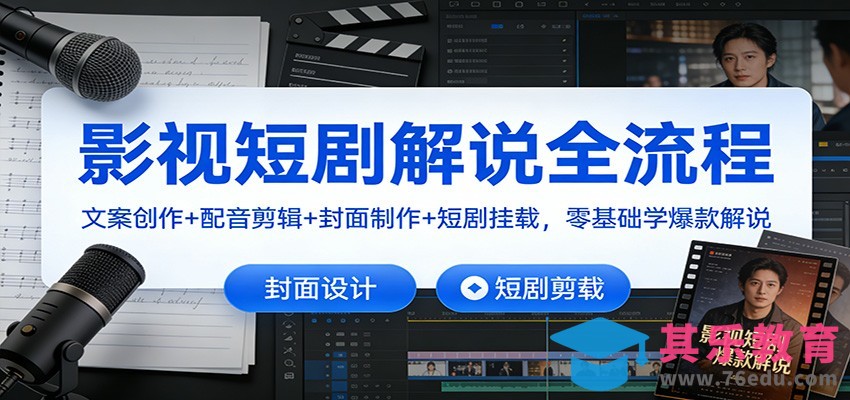 影视短剧解说全流程：文案创作+配音剪辑+封面制作+短剧挂载，零基础学爆款解说-第1张图片-我要自学网