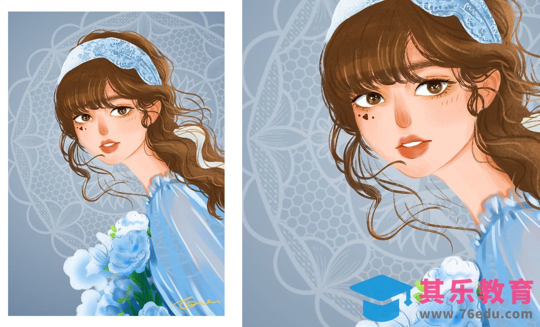 PS-板绘捧花少女头像[虎课网绘画插画视频教程][ipad商业插画MP4教程全集 ]-第1张图片-我要自学网