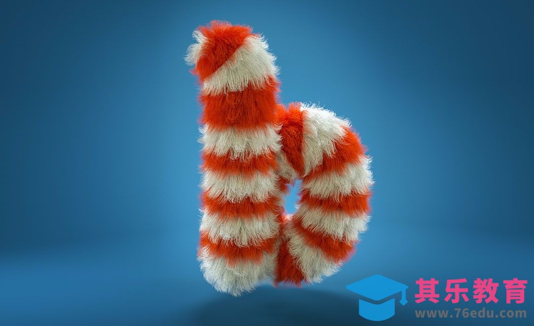 C4D+PS-毛发渲染：创意字体B[虎课网C4D设计视频教程][产品数码建模MP4教程全集 ]-第1张图片-我要自学网