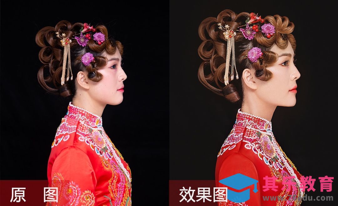 PS-传统秀禾新娘妆面图精修调色[虎课网手机摄影入门视频教程][MP4产品摄影教程全集 ]-第1张图片-我要自学网