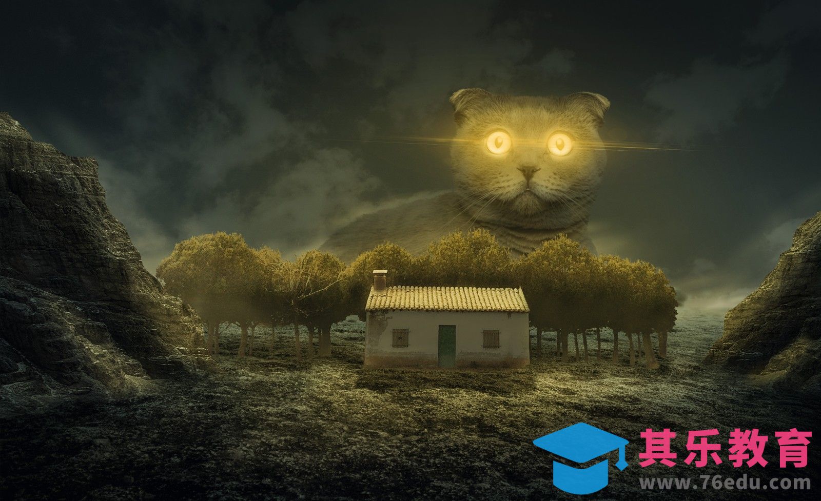 PS-大猫小树林夜景[平面设计视频教程][海报设计MP4高清全集 ]-第1张图片-我要自学网