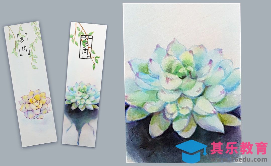 色粉与彩铅-多肉书签2[虎课网绘画插画视频教程][ipad商业插画MP4教程全集 ]-第1张图片-我要自学网