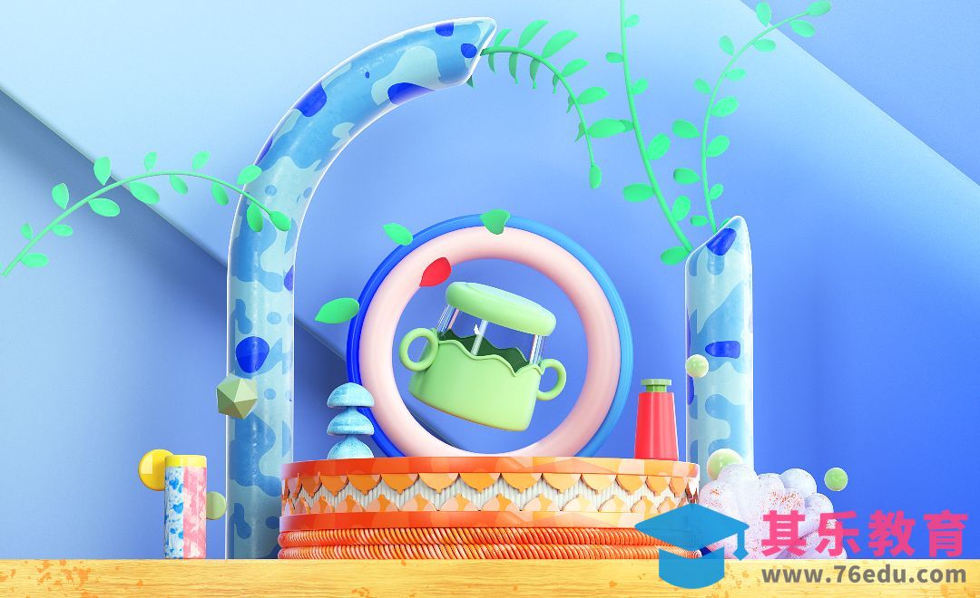 C4D+OC-儿童水壶卡通场景建模[虎课网C4D设计视频教程][产品数码建模MP4教程全集 ]-第1张图片-我要自学网