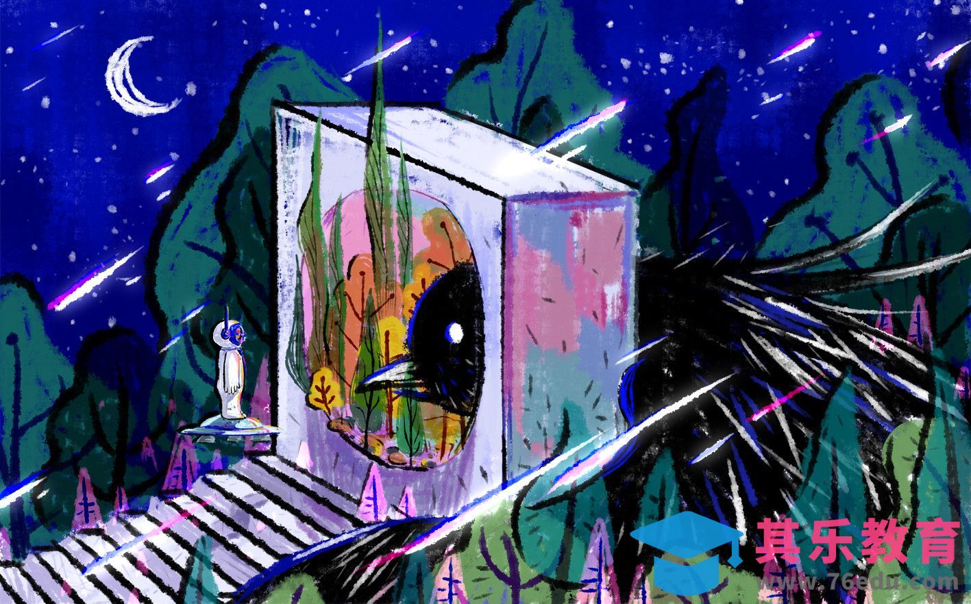 SAI-板绘-拜访乌鸦先生的宇航员[虎课网绘画插画视频教程][ipad商业插画MP4教程全集 ]-第1张图片-我要自学网