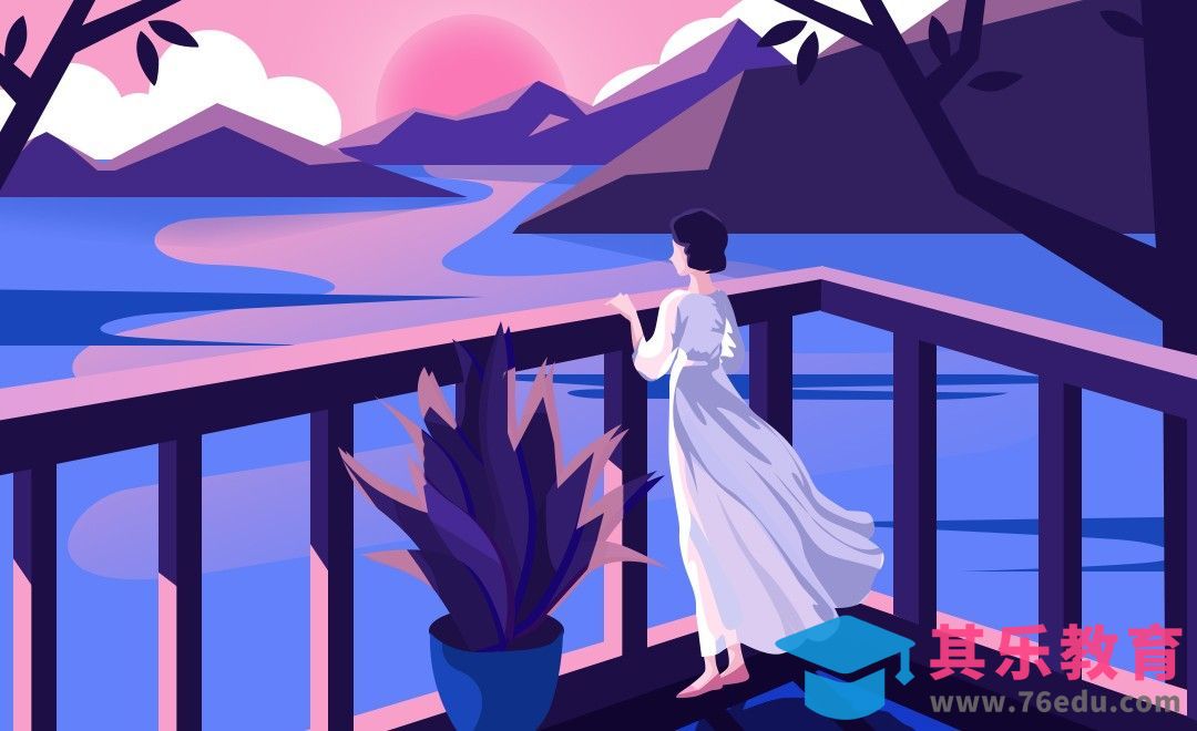 PS-鼠绘-扁平渐变阳台的少女[虎课网绘画插画视频教程][ipad商业插画MP4教程全集 ]-第1张图片-我要自学网
