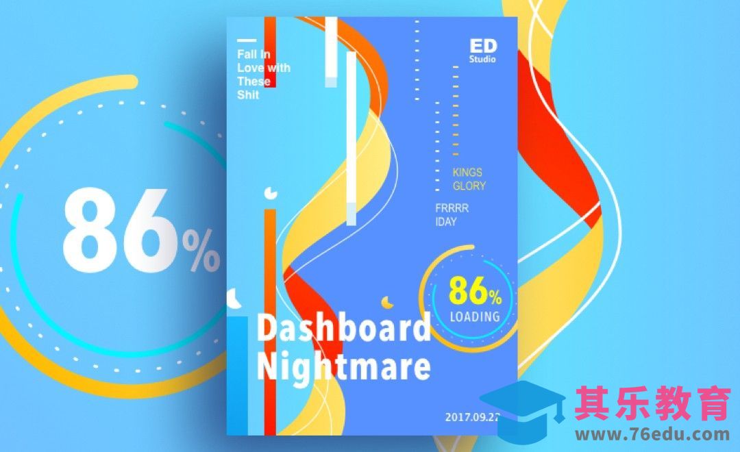 Sketch-扁平仪表盘主题海报[虎课网平面设计视频教程][图片排版配色MP4高清全集 ]-第1张图片-我要自学网