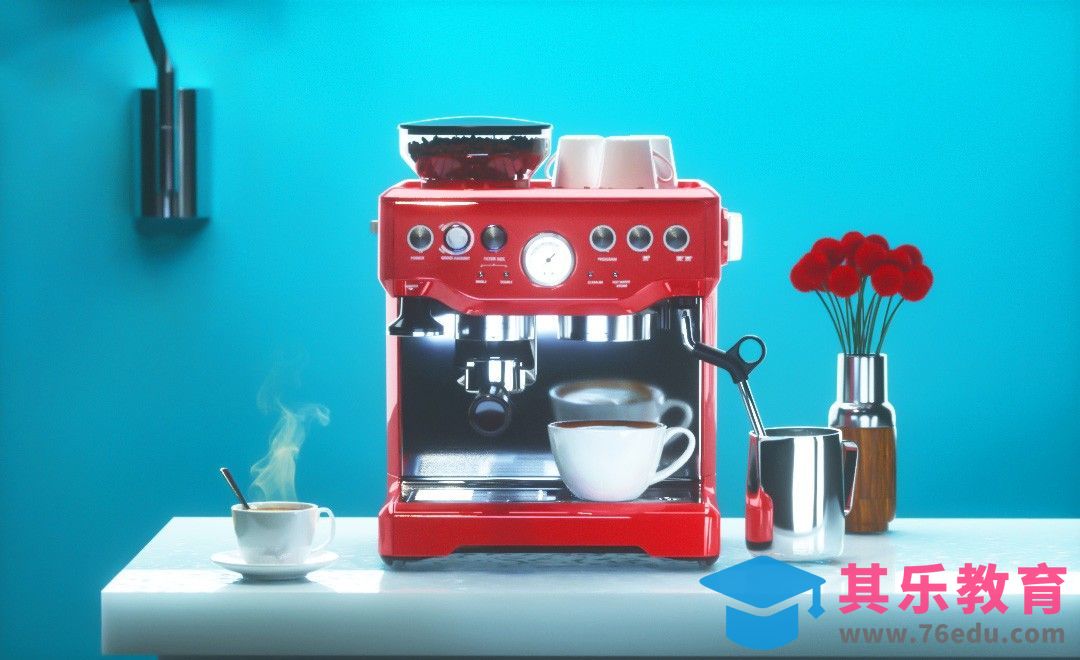 C4D+OC-咖啡机产品渲染（上）[虎课网C4D设计视频教程][产品数码建模MP4教程全集 ]-第1张图片-我要自学网