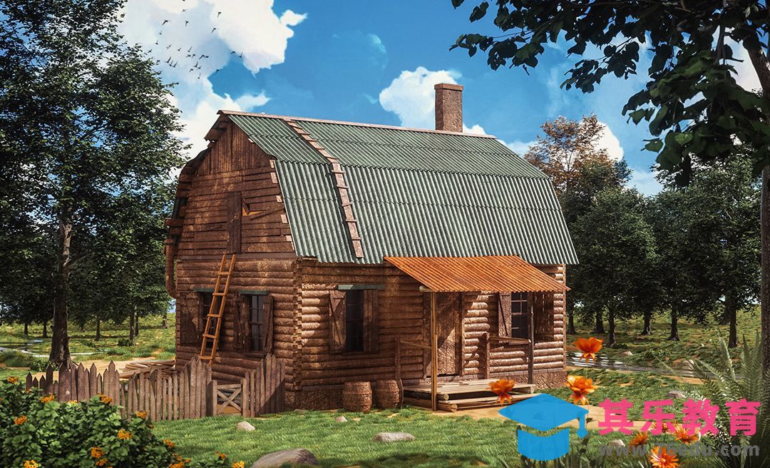 C4D+OC-森林小屋场景渲染（上）[虎课网C4D设计视频教程][产品数码建模MP4教程全集 ]-第1张图片-我要自学网