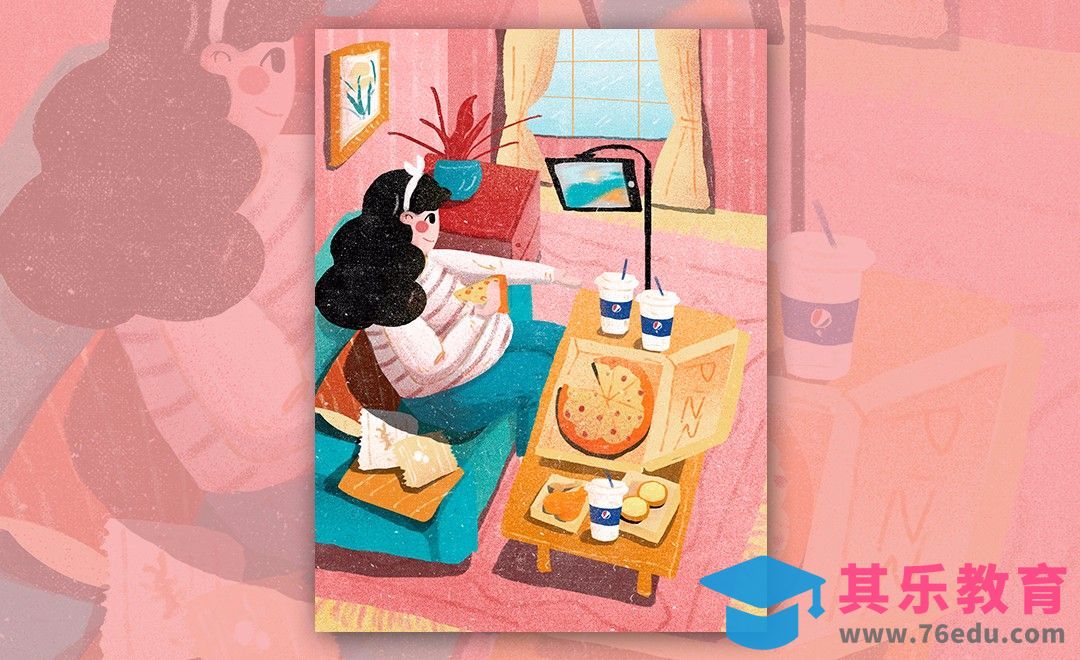 PS-板绘插画-宅女生活[虎课网绘画插画视频教程][ipad商业插画MP4教程全集 ]-第1张图片-我要自学网