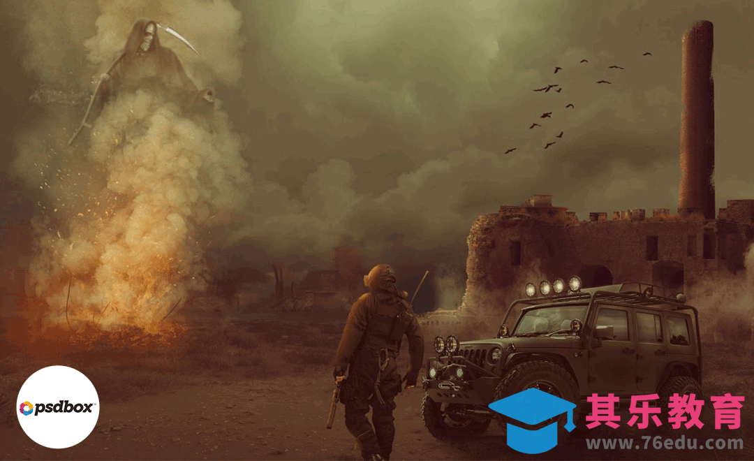 PS-战地恐怖场景合成【流程演示】[虎课网最新视频教程][免费高清MP4教程全集 ]-第1张图片-我要自学网