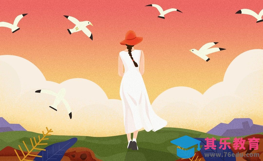 PS-扁平肌理夕阳中的少女[虎课网绘画插画视频教程][ipad商业插画MP4教程全集 ]-第1张图片-我要自学网