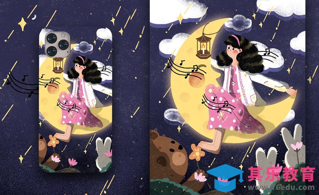 PS-月亮女孩梦幻少女插画[虎课网绘画插画视频教程][ipad商业插画MP4教程全集 ]-第1张图片-我要自学网