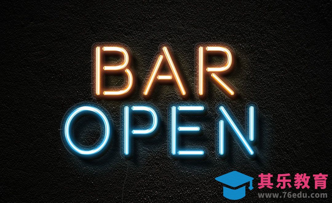 PS-灯光字BAR OPEN[虎课网平面设计视频教程][字体设计教程MP4高清全集 ]-第1张图片-我要自学网