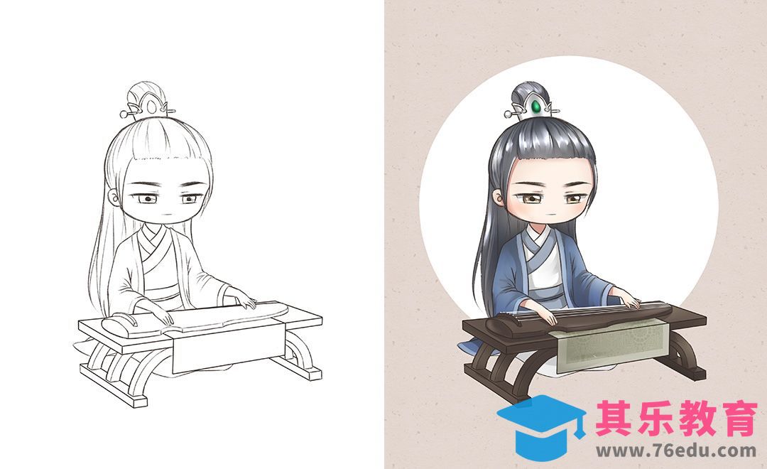 SAI-古风Q版男性[虎课网绘画插画视频教程][ipad商业插画MP4教程全集 ]-第1张图片-我要自学网