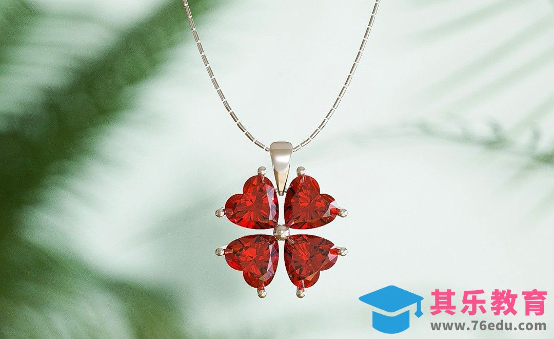 Blender-红色四叶草心形钻石吊坠[虎课网Blender视频教程][Blender建模教程MP4教程全集 ]-第1张图片-我要自学网