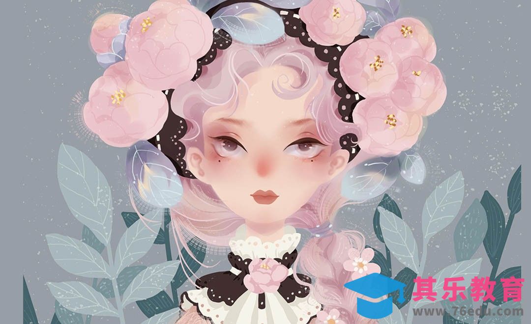 PS-板绘小清新插画-少女头像[虎课网绘画插画视频教程][ipad商业插画MP4教程全集 ]-第1张图片-我要自学网