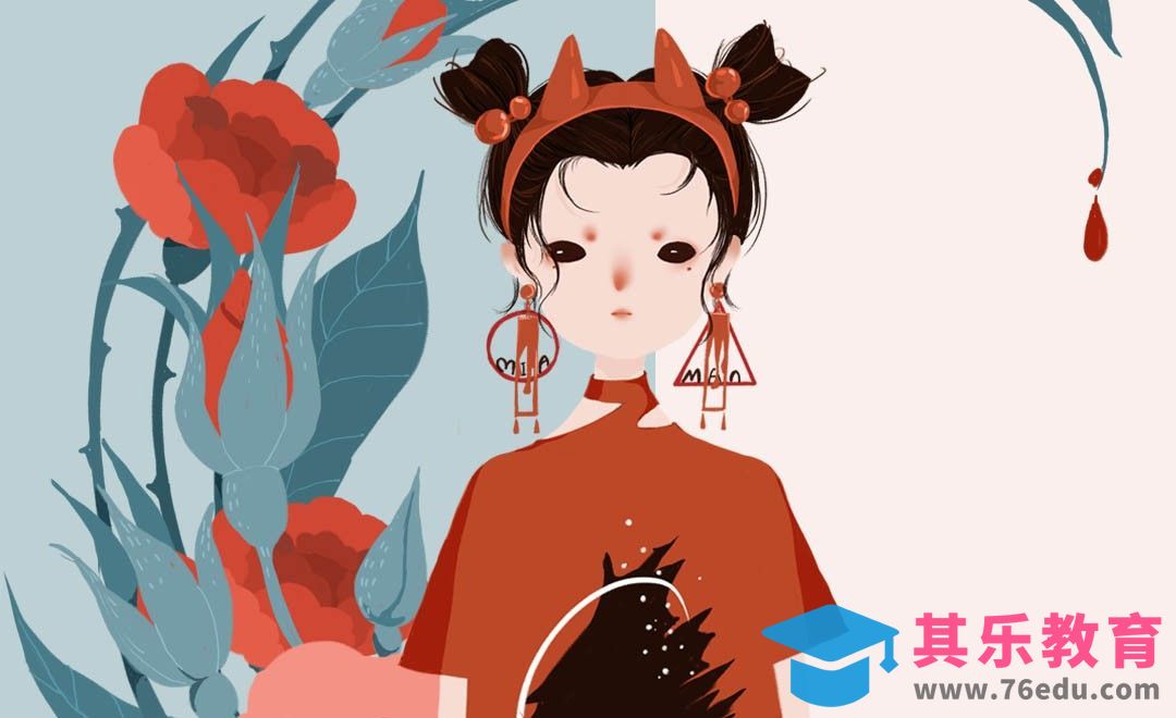 PS-板绘小清新人像《红衣少女》[虎课网绘画插画视频教程][ipad商业插画MP4教程全集 ]-第1张图片-我要自学网